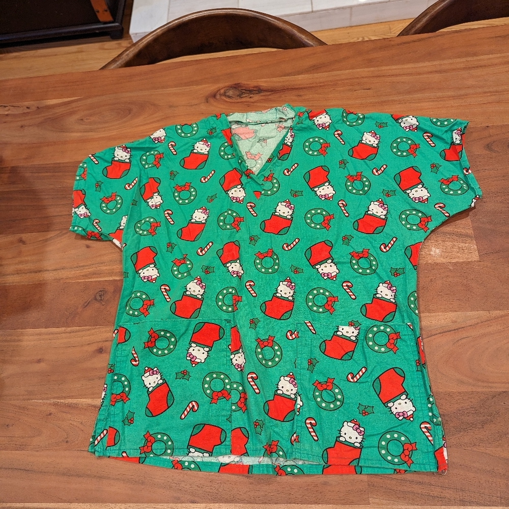 Christmas Hello Kitty Scrub Top Size Small